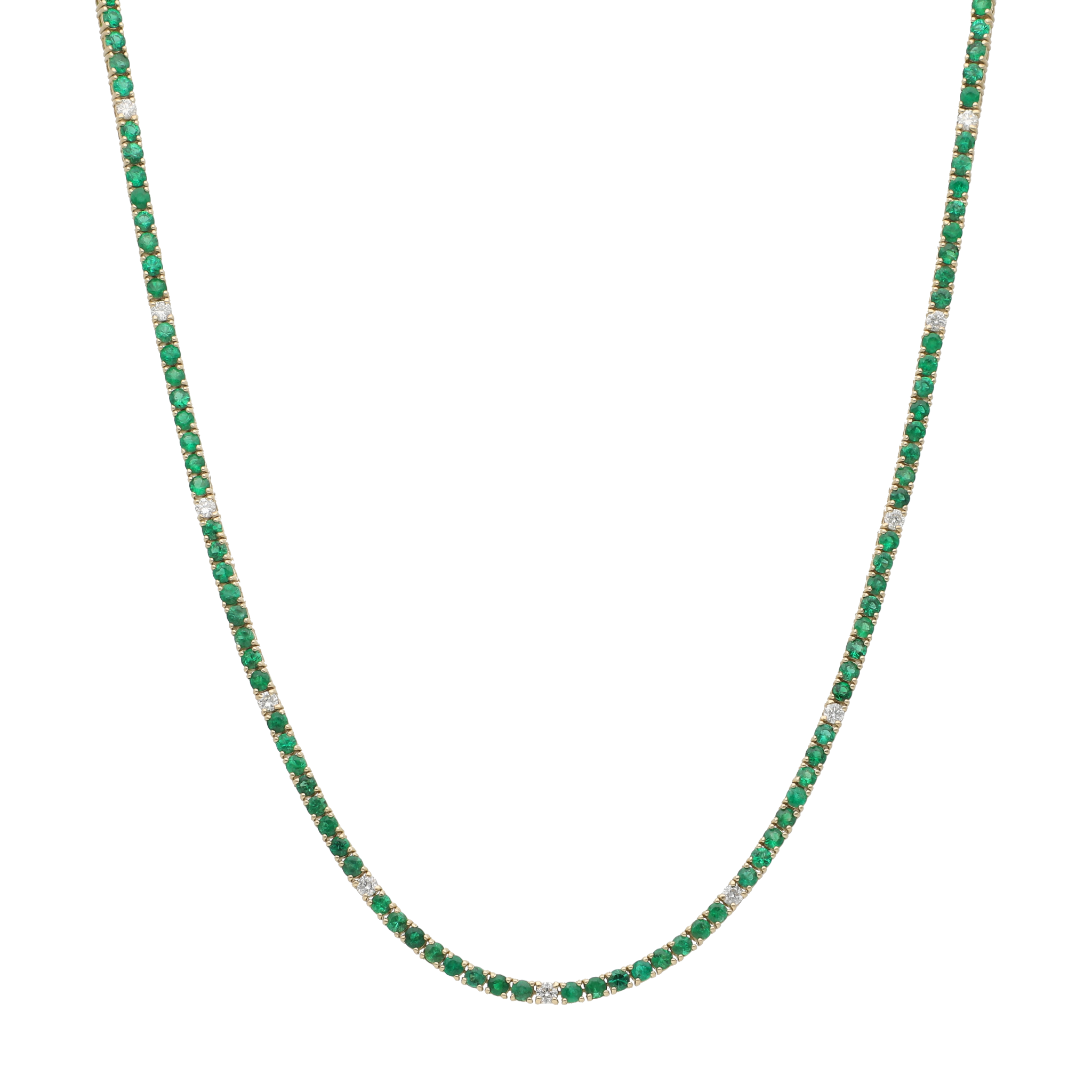 Tennis necklace esmeraldas y brillantes 14K