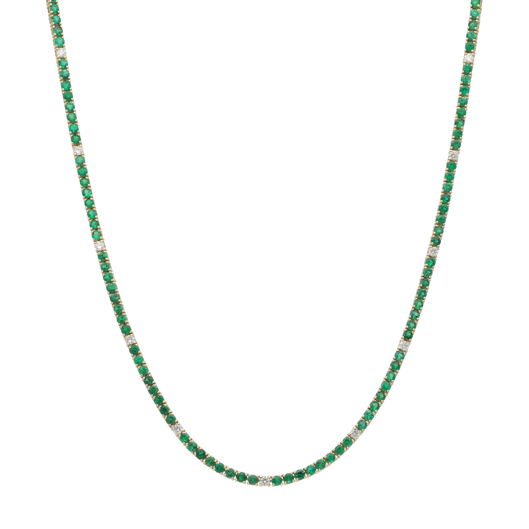 Tennis necklace esmeraldas y brillantes 14K