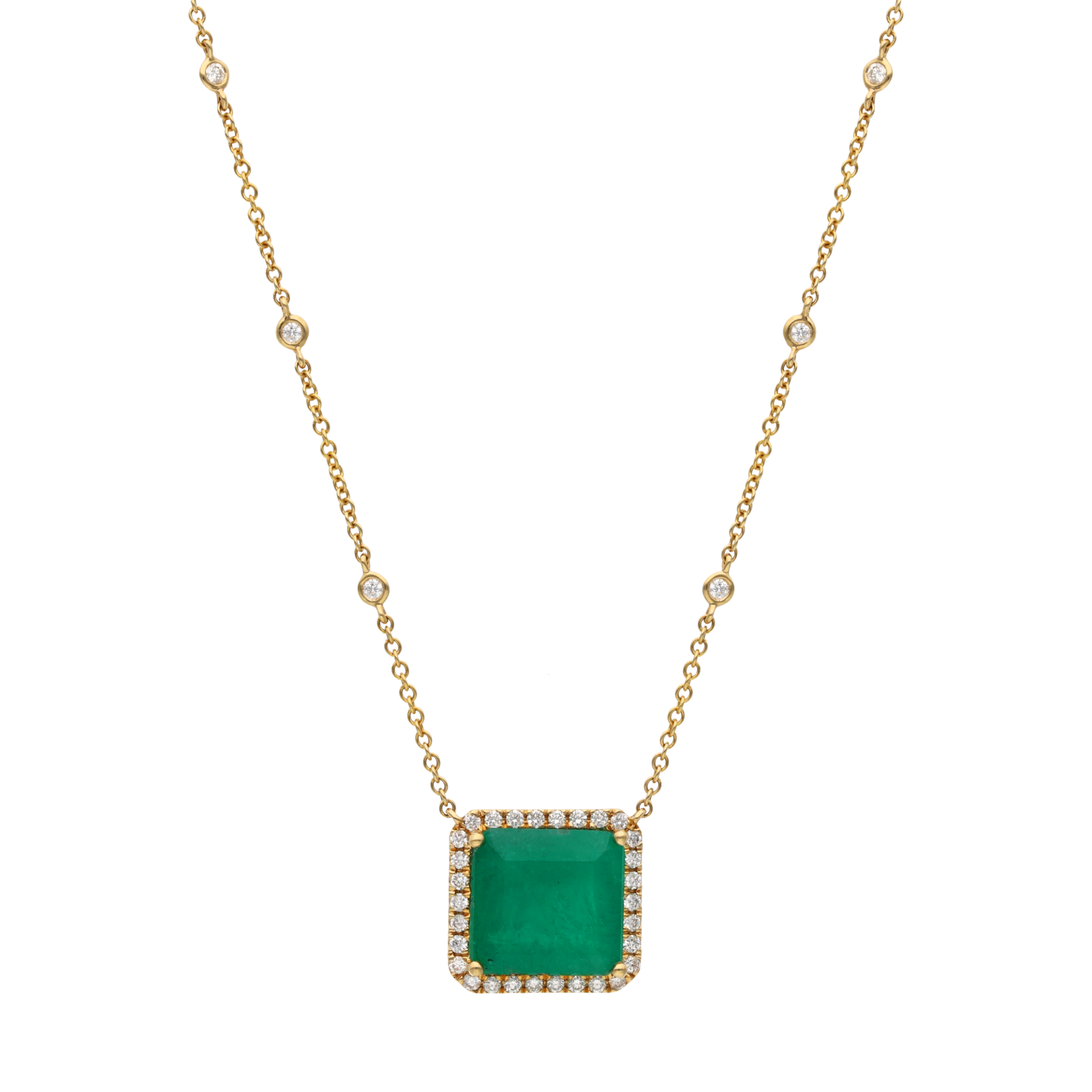 Collar esmeralda 5.25ct y brillantes 14K