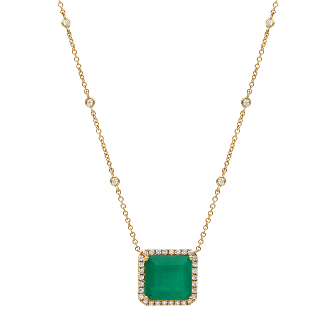 Collar esmeralda 5.25ct y brillantes 14K