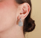 Aretes largos baguettes y brillantes 14K