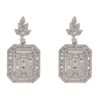 Aretes largos baguettes y brillantes 14K