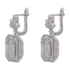 Aretes largos baguettes y brillantes 14K
