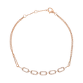 Pulsera doble cadena eslabones brillantes oro rosa 14K