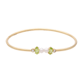 Aro flexible peridoto y perla mini 14K