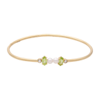 Aro flexible peridoto y perla mini 14K