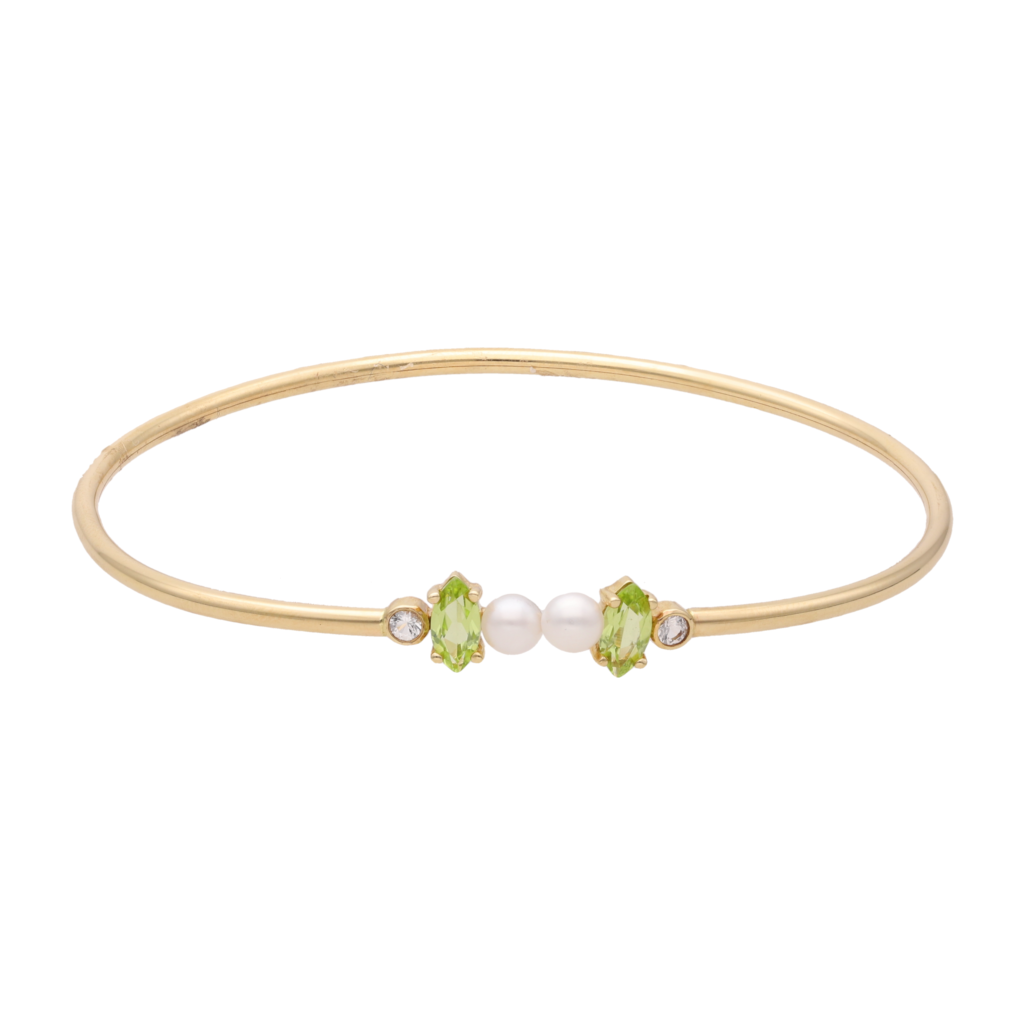 Aro flexible peridoto y perla mini 14K