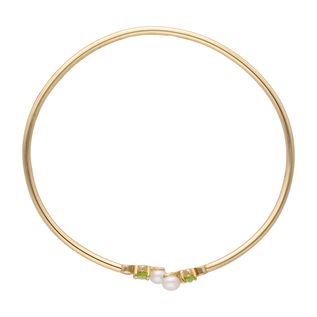 Aro flexible peridoto y perla mini 14K