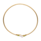 Aro flexible peridoto y perla mini 14K