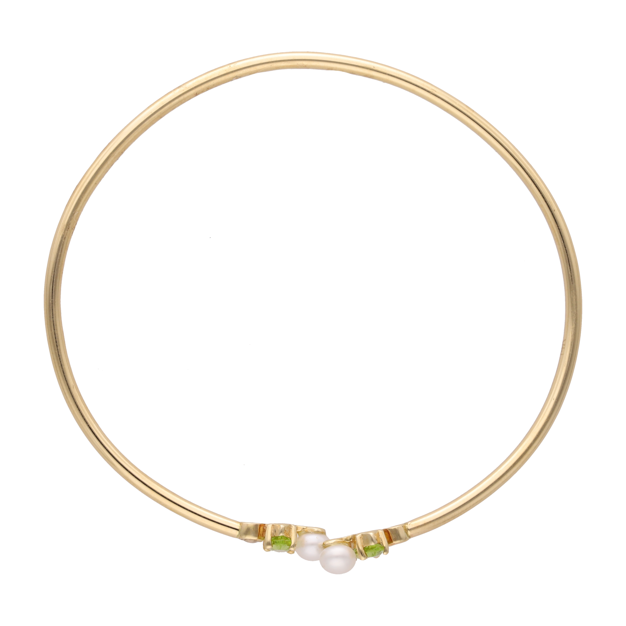 Aro flexible peridoto y perla mini 14K
