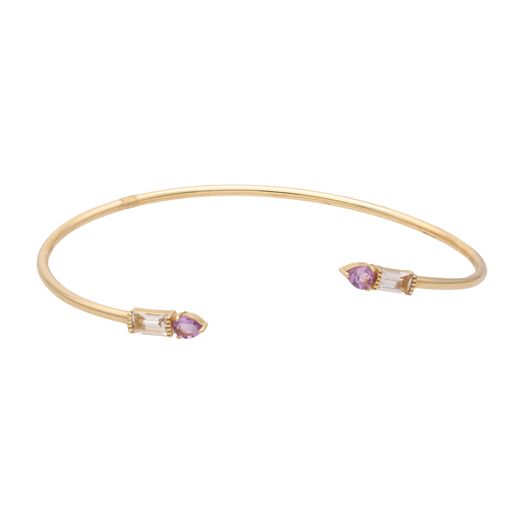 Aro flexible amatista y zafiro 14K