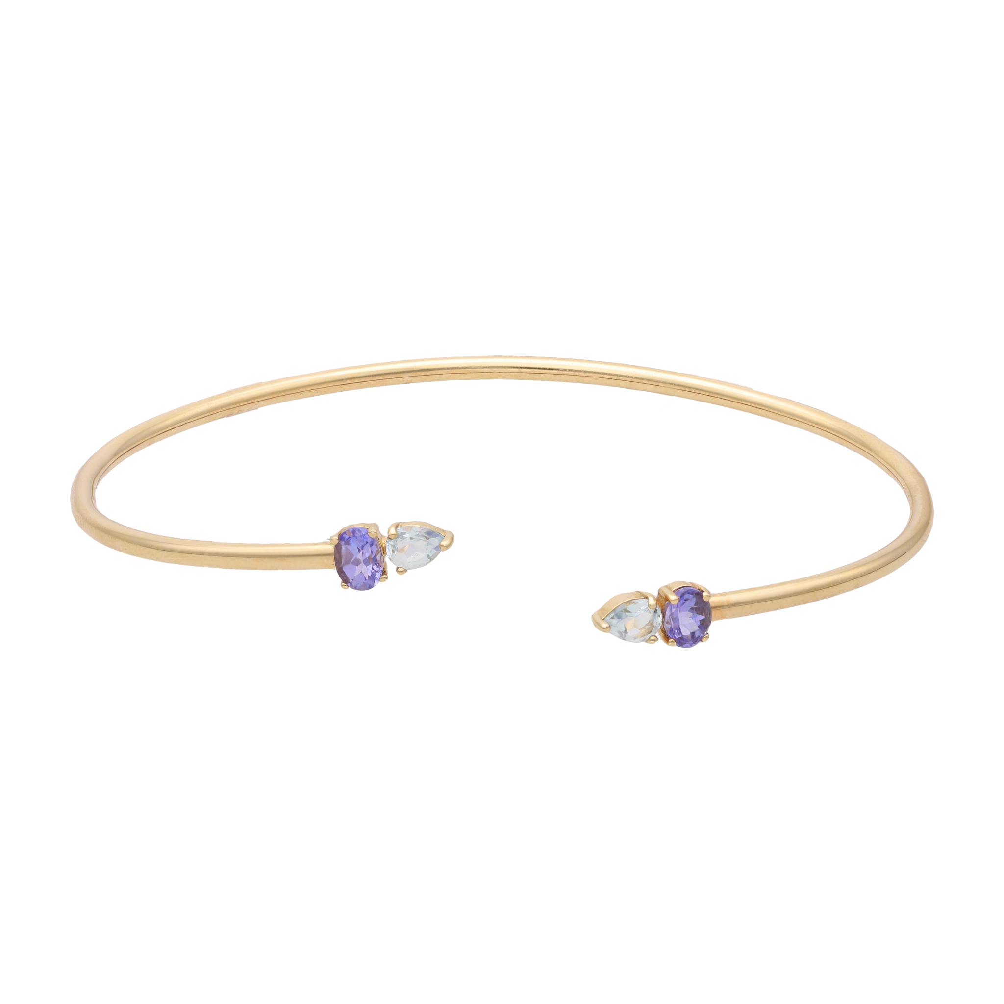 Aro flexible aguamarinas y tanzanitas 14K