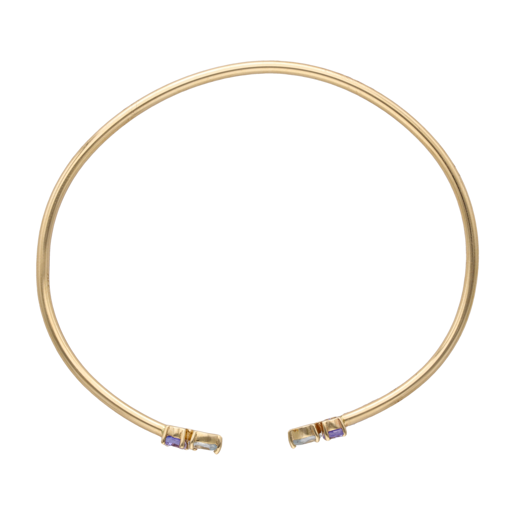 Aro flexible aguamarinas y tanzanitas 14K