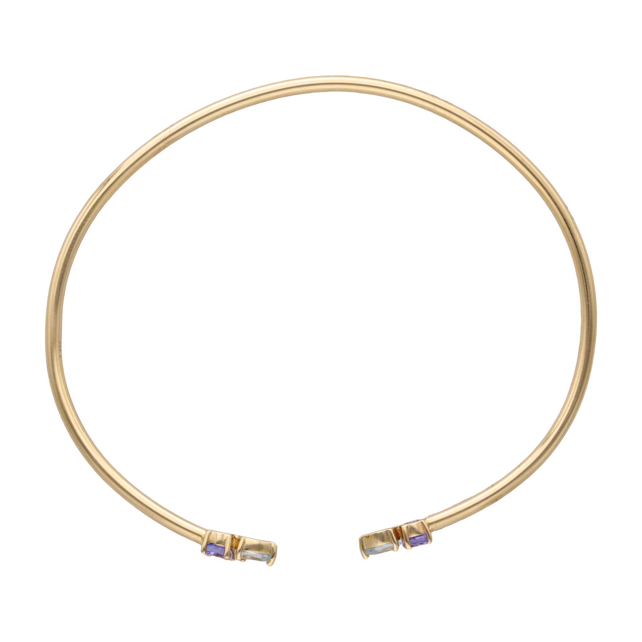 Aro flexible aguamarinas y tanzanitas 14K