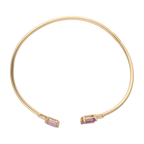 Aro flexible amatista y zafiro blanco 14K