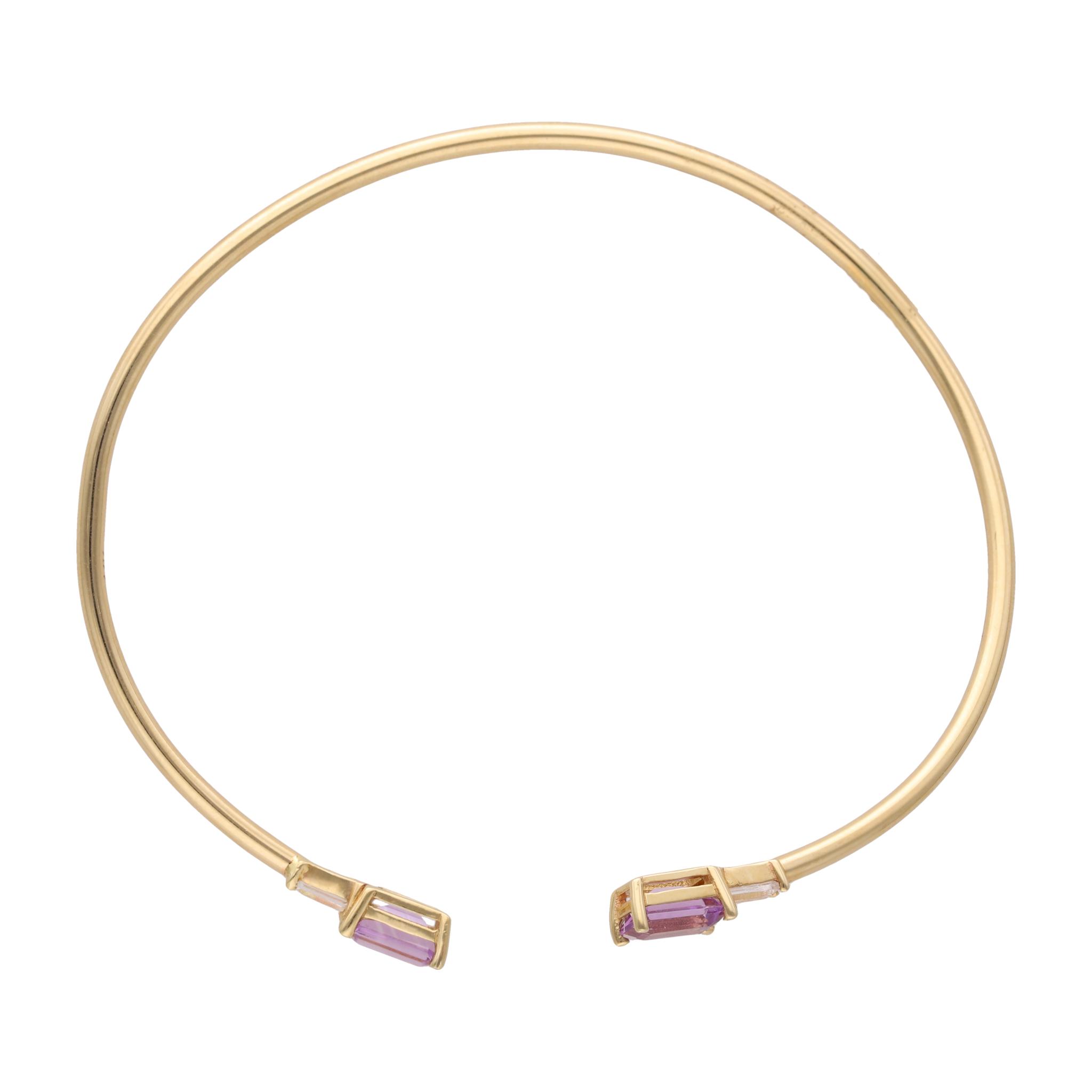 Aro flexible amatista y zafiro blanco 14K