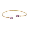 Aro flexible amatista y zafiro blanco 14K