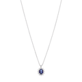 Collar zafiro oval y brillantes oro blanco 14K