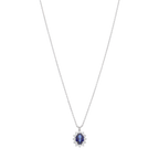 Collar zafiro oval y brillantes oro blanco 14K