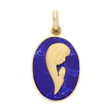 Medalla oval Madonna madre perla 14K