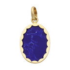 Medalla oval Madonna madre perla 14K