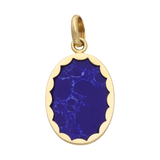 Medalla oval Madonna madre perla 14K