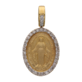 Medalla oval Milagrosa diamantes 14K