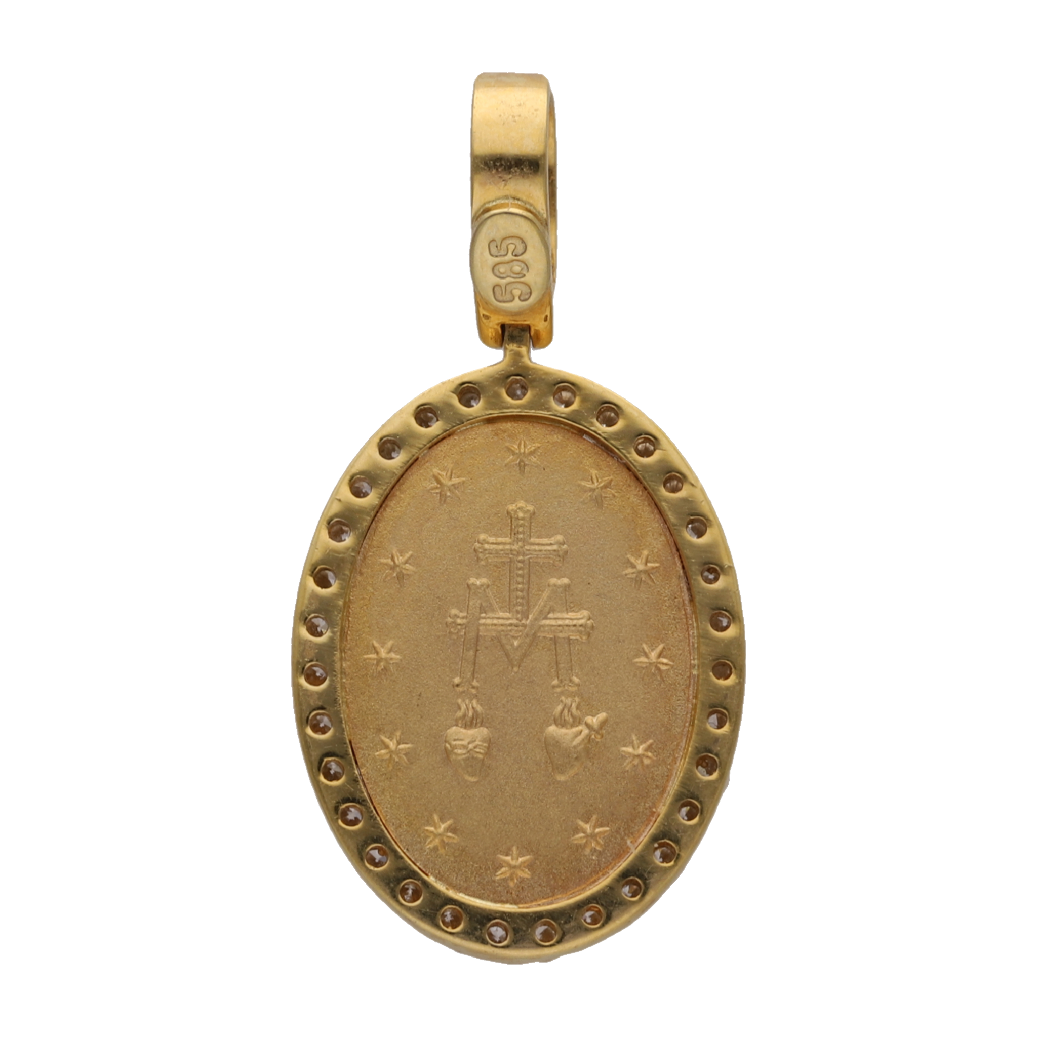 Medalla oval Milagrosa diamantes 14K