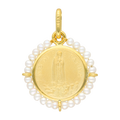 Medalla Fátima bisel perlitas mini 14K