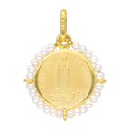 Medalla Fátima bisel perlitas mini 14K