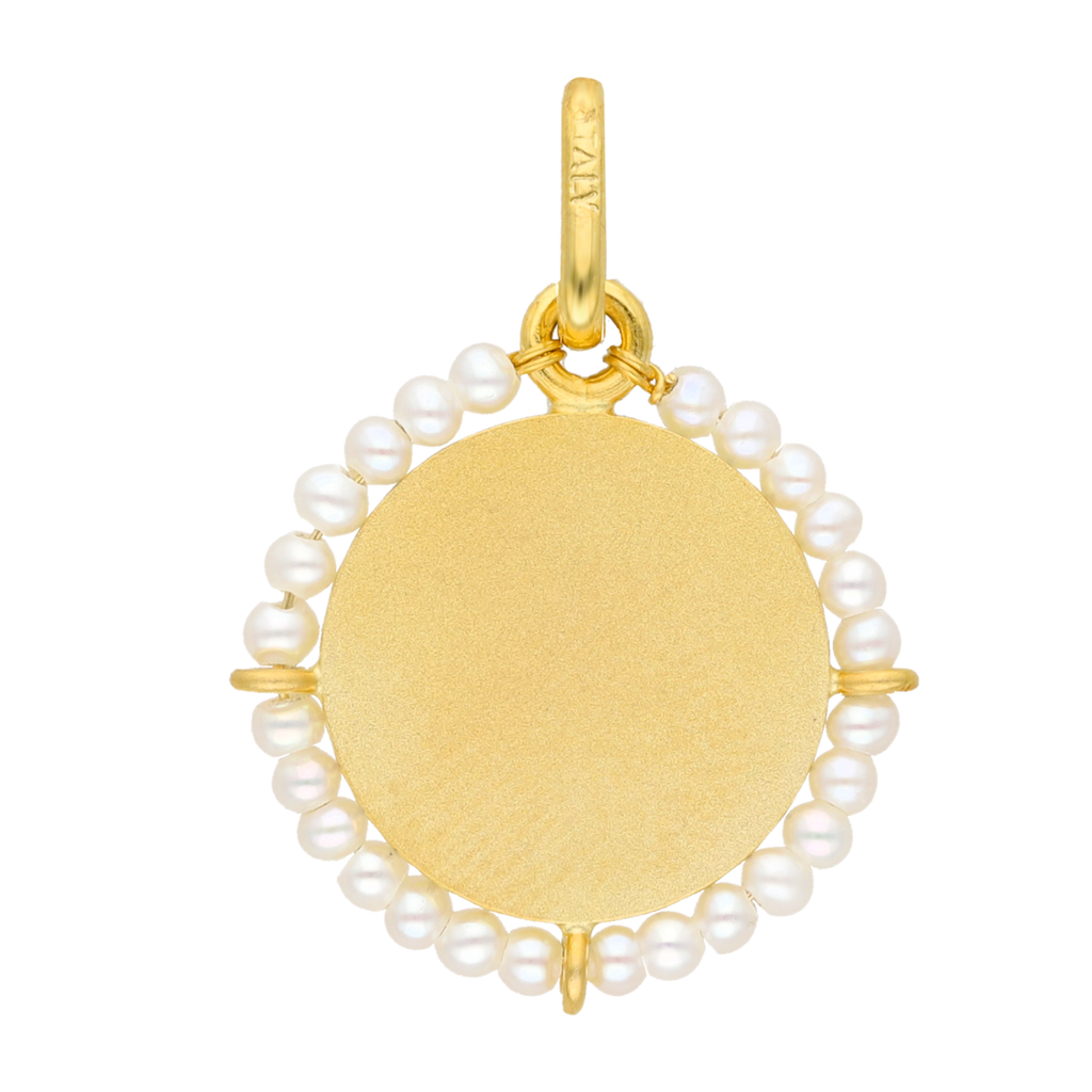 Medalla Fátima bisel perlitas mini 14K