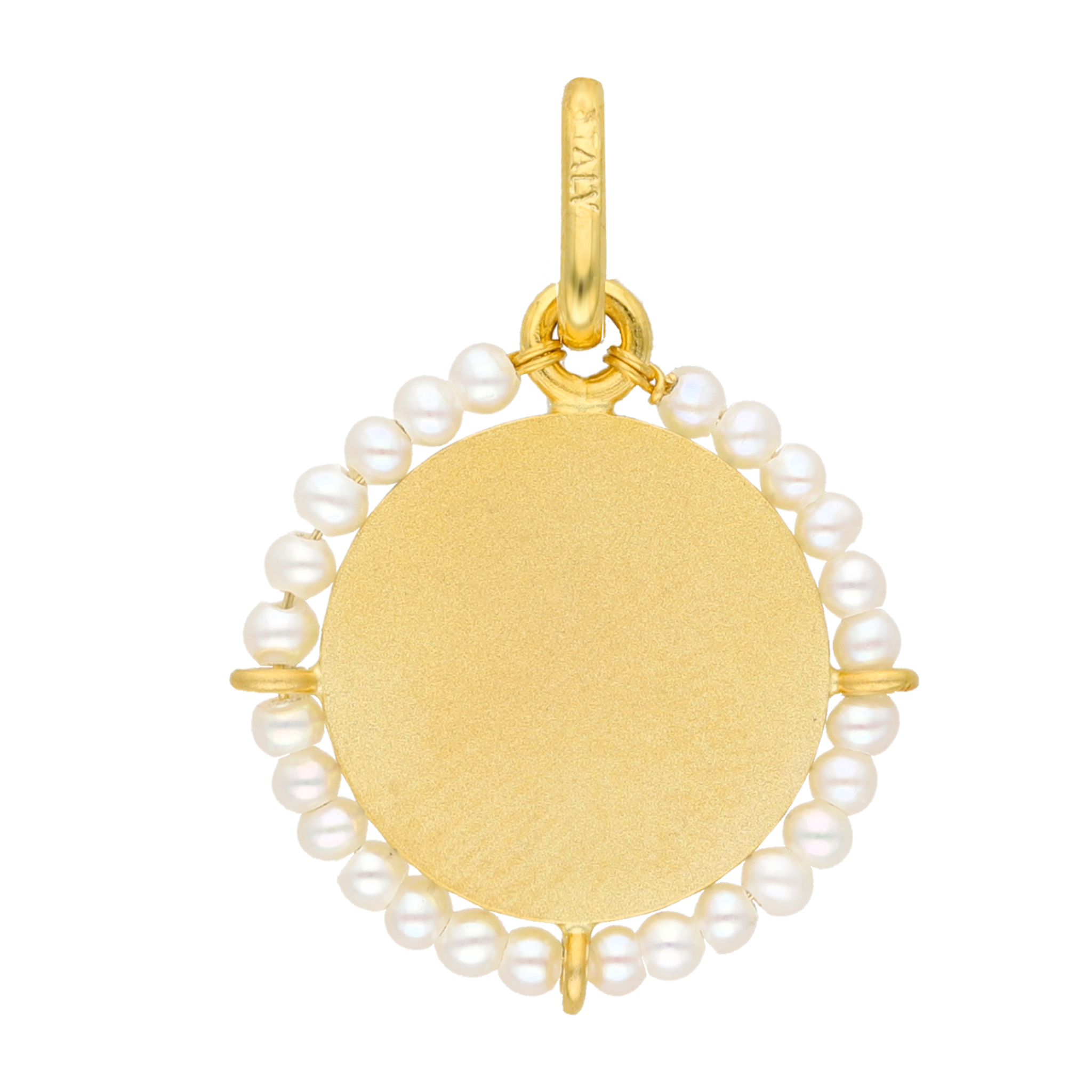 Medalla Fátima bisel perlitas mini 14K