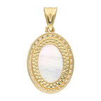 Medalla oval madre perla bisel circonias 14K