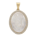 Medalla oval madre perla bisel circonias 14K