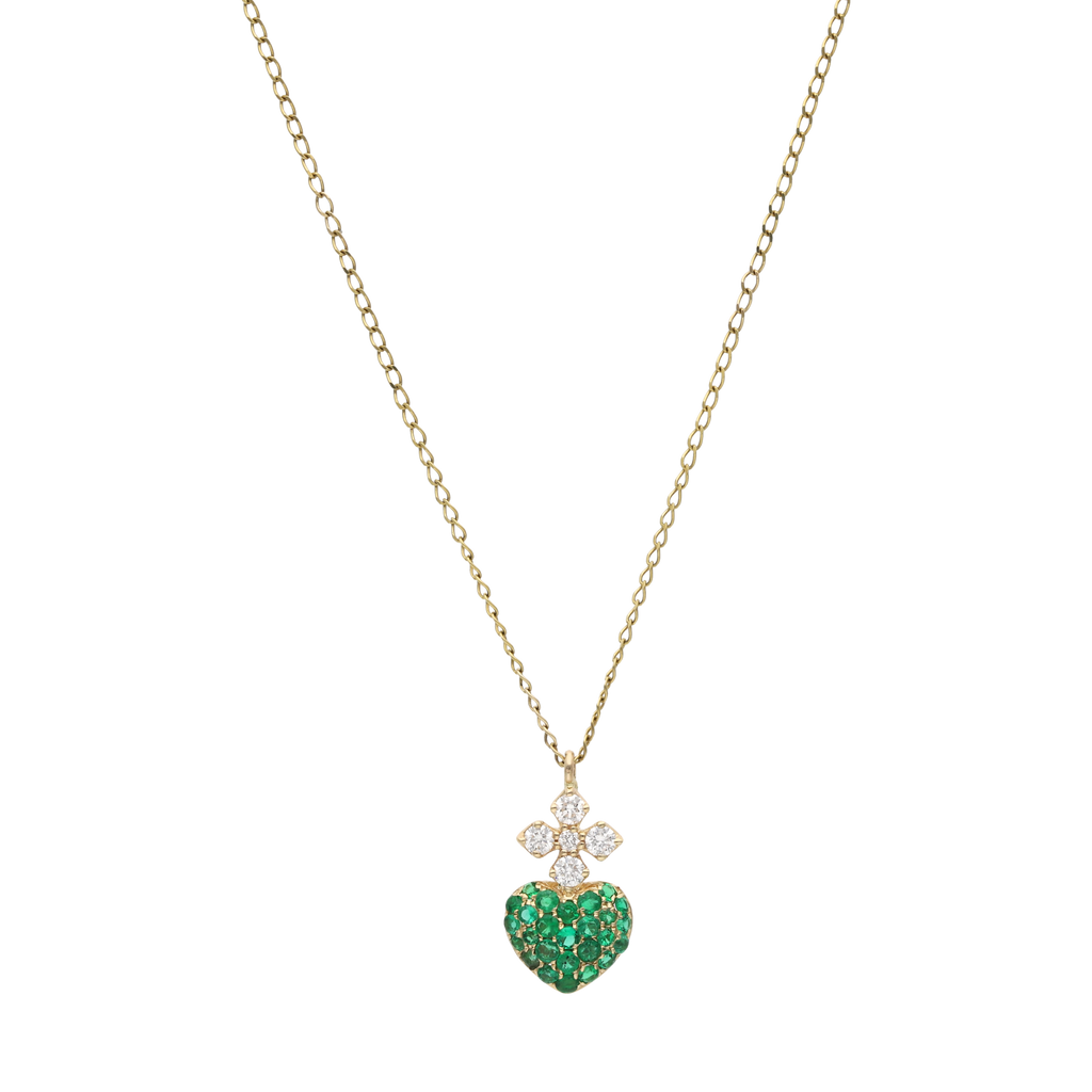 Collar Sagrado Corazón piedras 14K