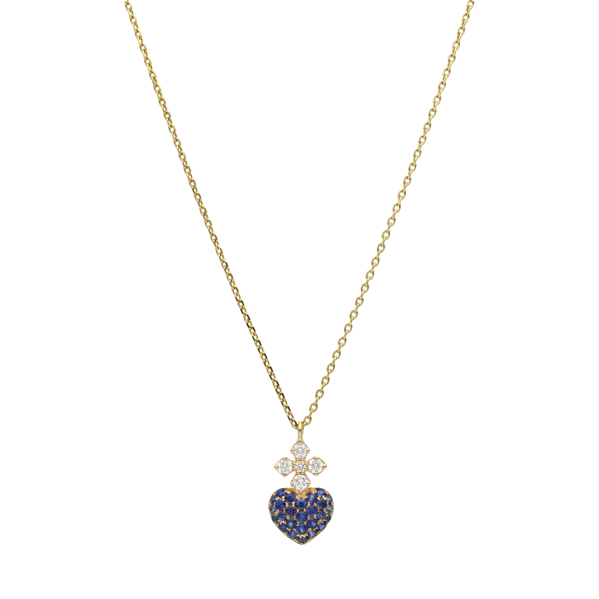 Collar Sagrado Corazón piedras 14K