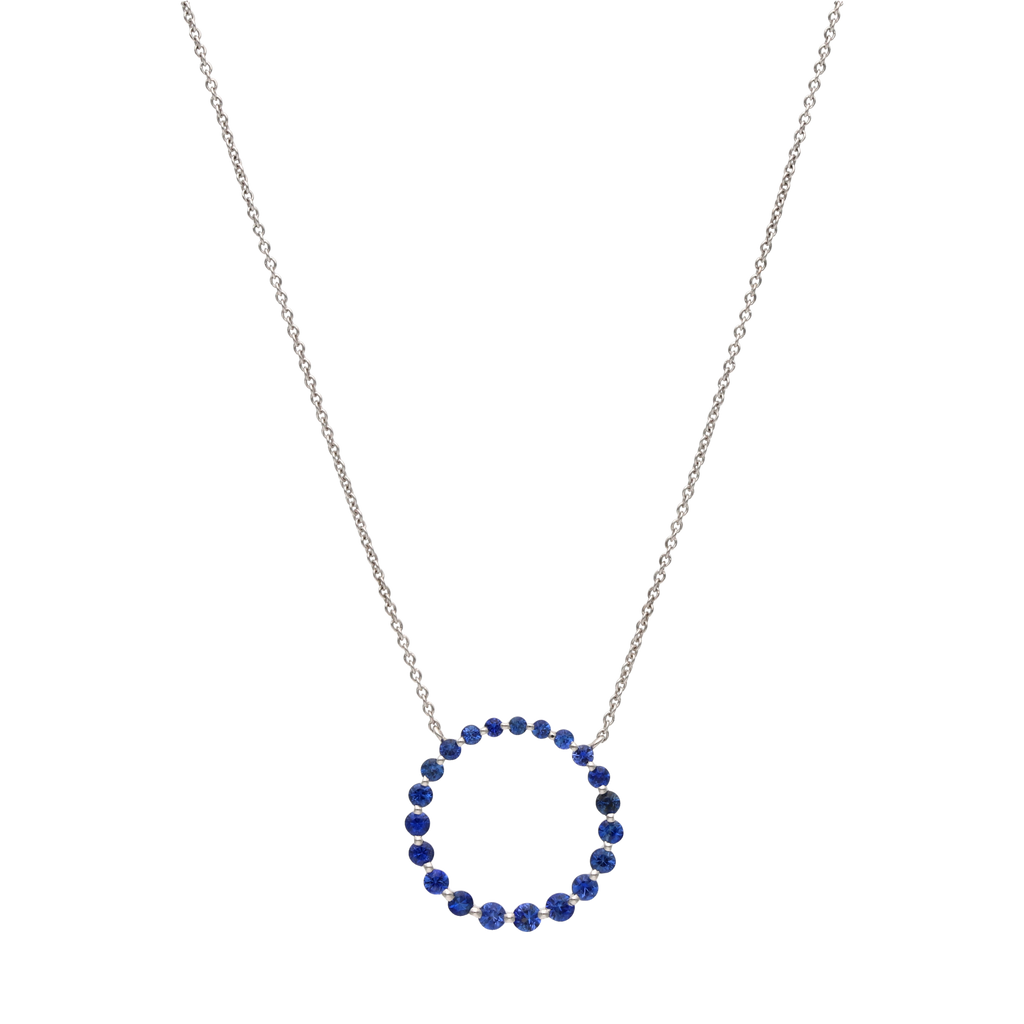 Collar círculo zafiros oro blanco 14K