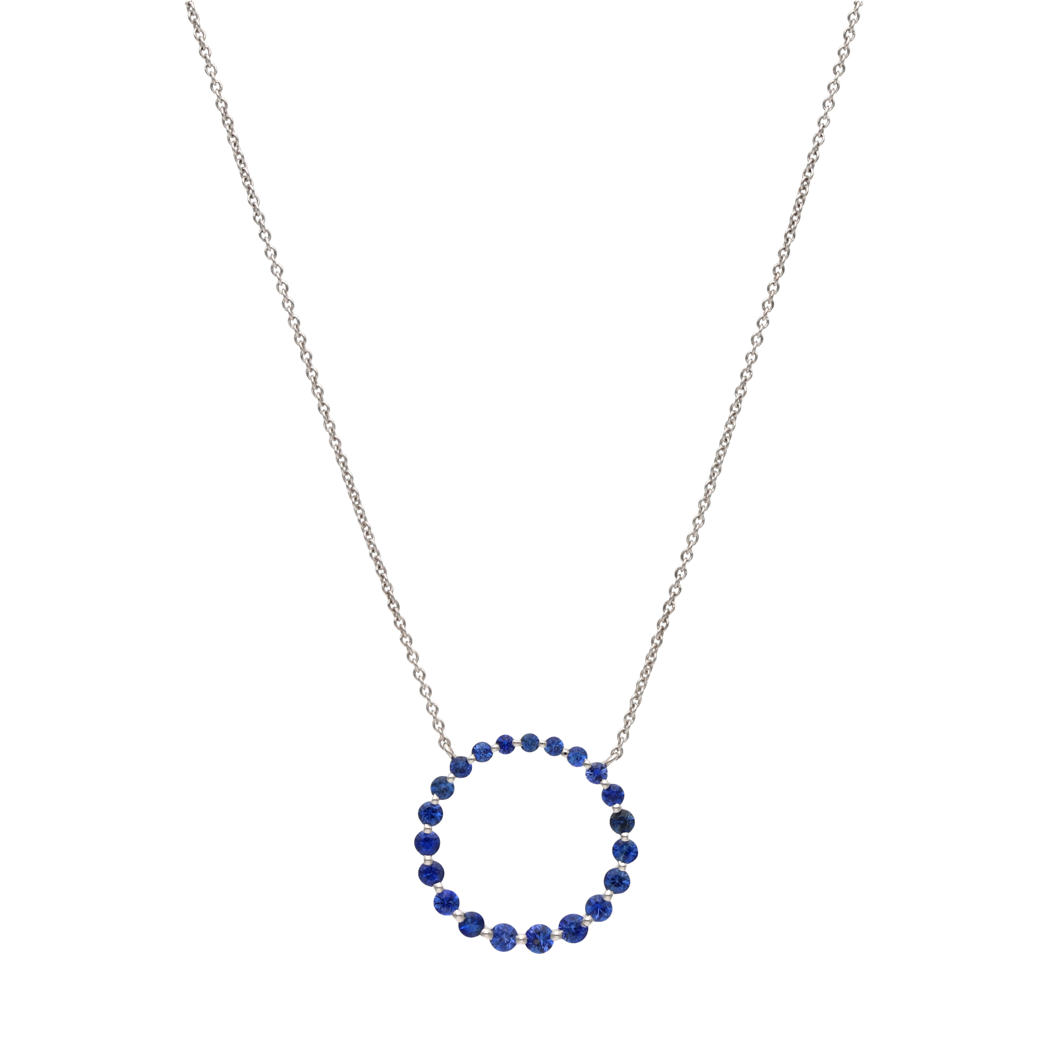 Collar círculo zafiros oro blanco 14K
