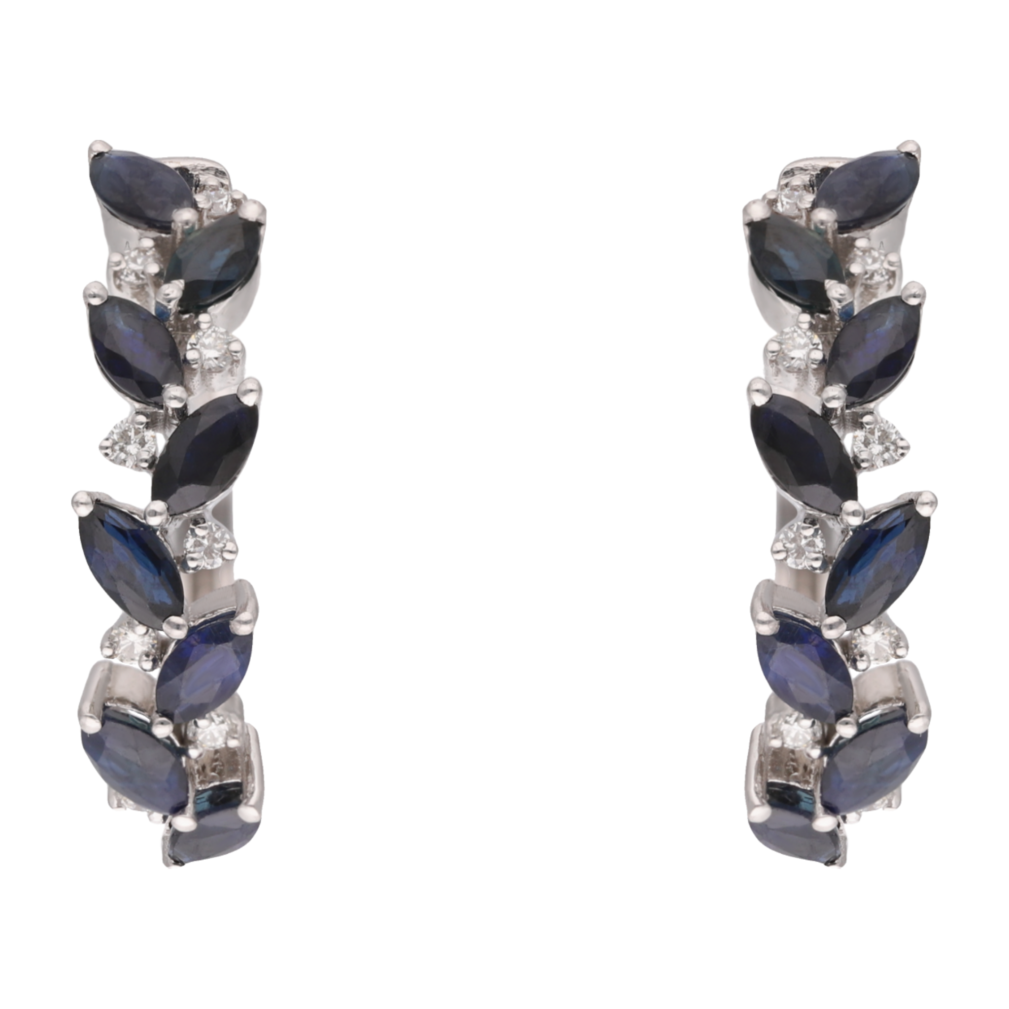 Arracadas zafiros marquise y brillantes 14K