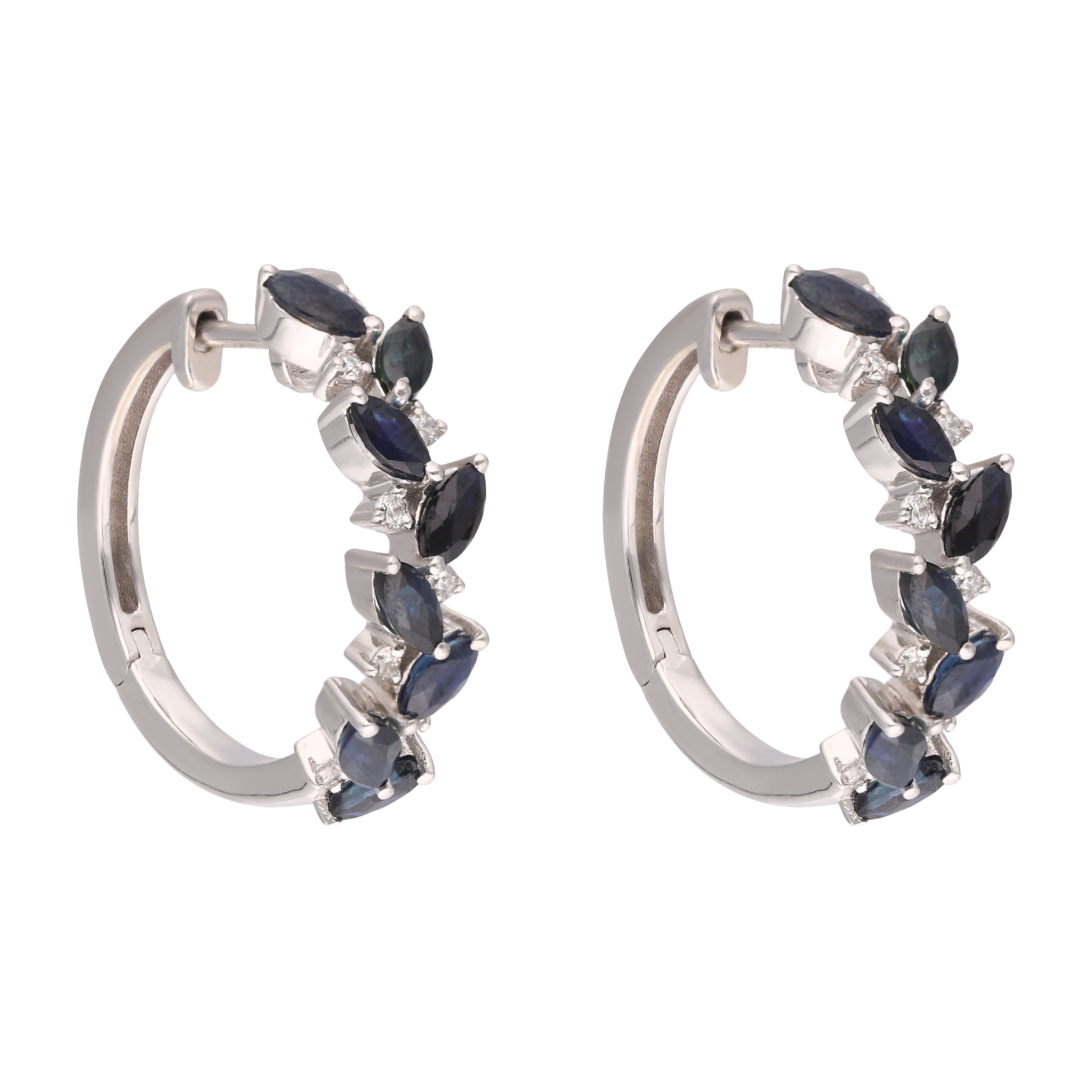 Arracadas zafiros marquise y brillantes 14K