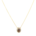 Collar medalla oval porcelana Guadalupe 14K