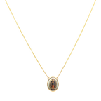 Collar medalla oval porcelana Guadalupe 14K