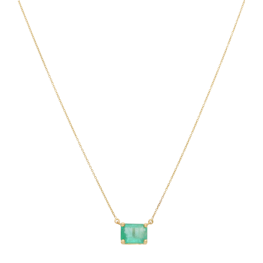Set collar y broquel rubí/esmeralda 14K