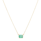 Set collar y broquel rubí/esmeralda 14K