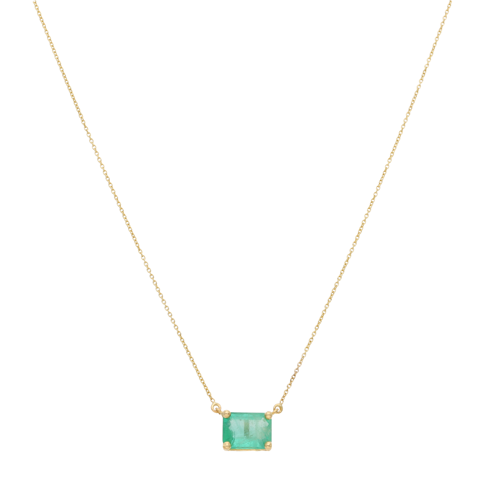 Set collar y broquel rubí/esmeralda 14K