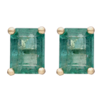 Set collar y broquel rubí/esmeralda 14K