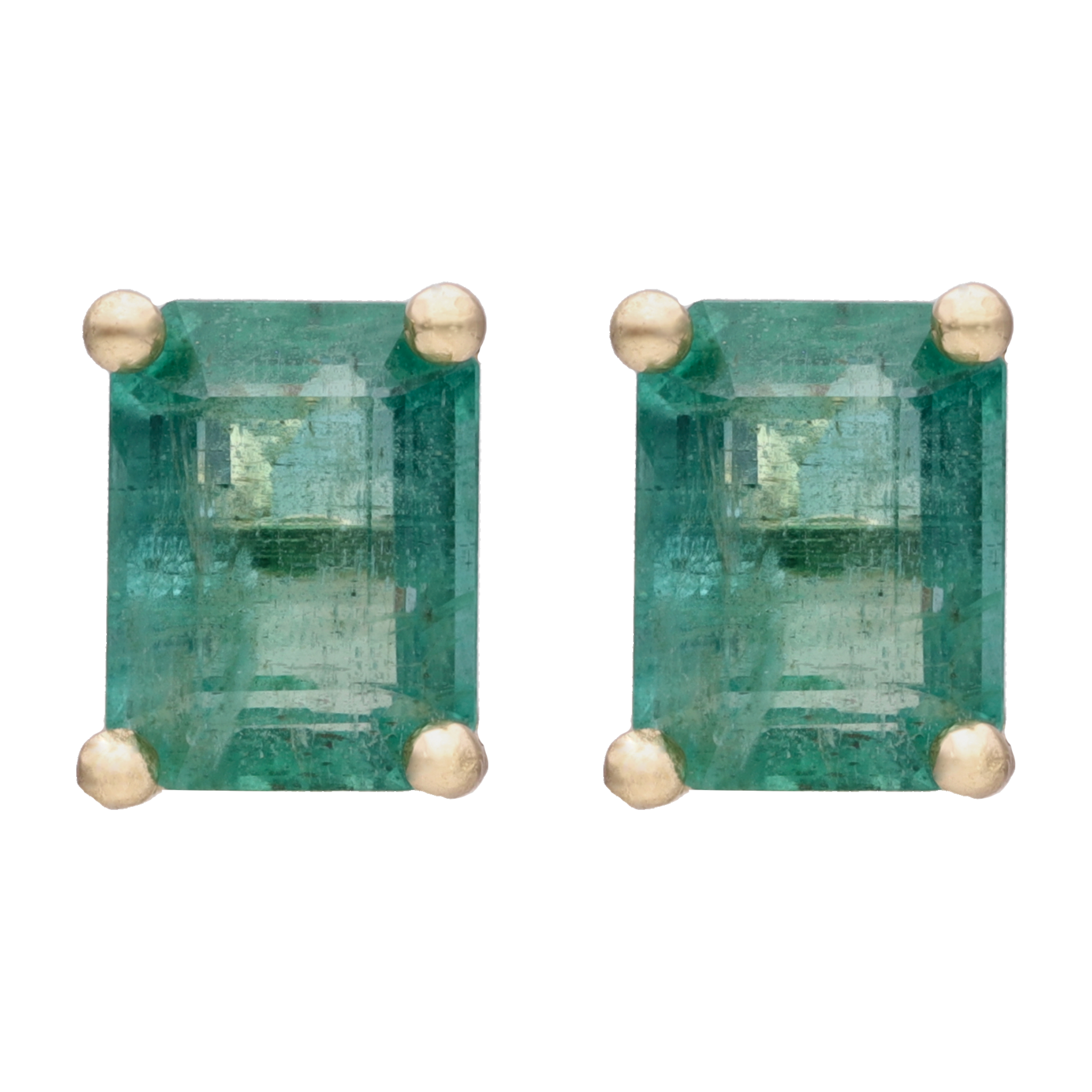 Set collar y broquel rubí/esmeralda 14K