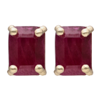 Set collar y broquel rubí/esmeralda 14K