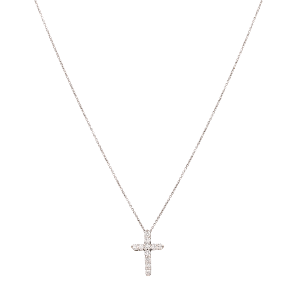 Collar cruz diamantes oro blanco 14K