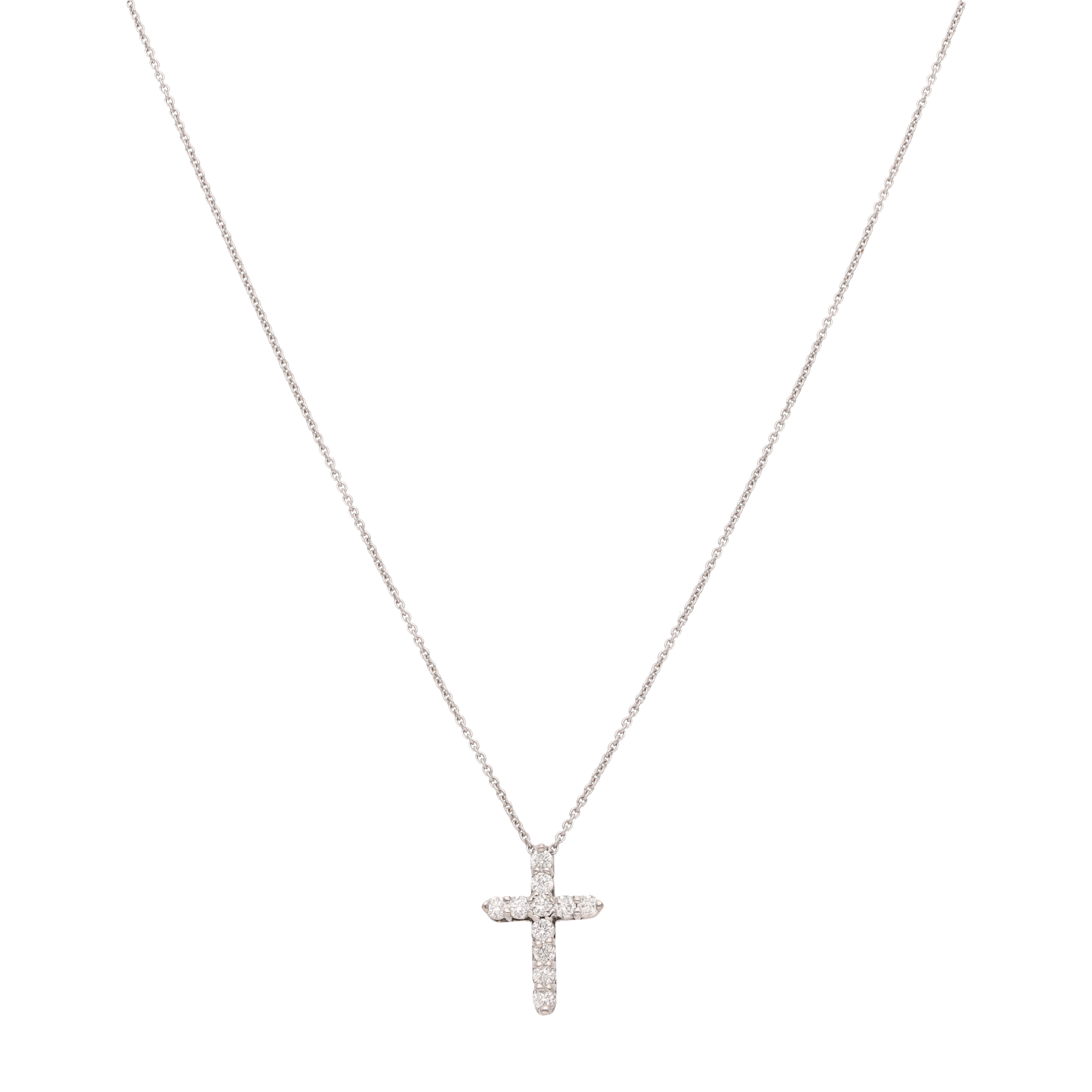 Collar cruz diamantes oro blanco 14K